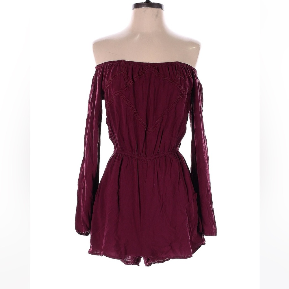 Xhilaration Burgundy Off-Shoulder Romper